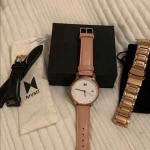 MVMT Watch with Rose Gold Hardware + 2 extra bands